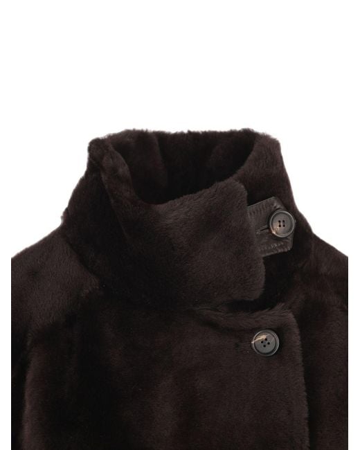 Brunello Cucinelli Black Belted Shearling Coat