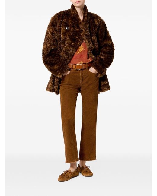 Isabel Marant Brown Ruthie Cotton And Blend Trousers