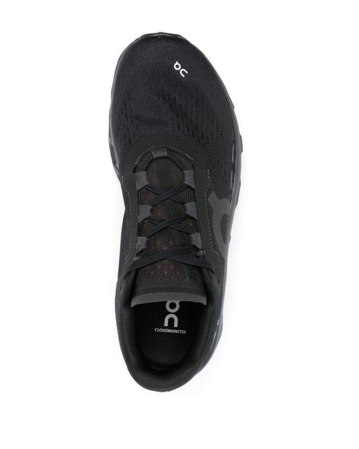 On Shoes Black Cloudmonster Chunky-soled Mesh Low-top Trainers