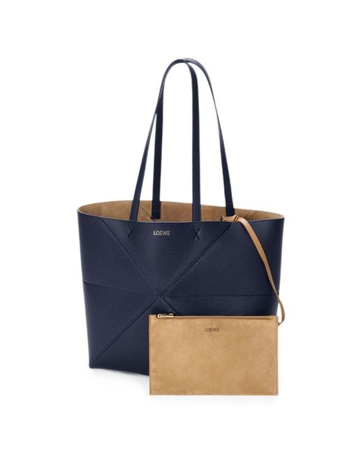 Loewe Blue Puzzle Fold Medium Leather Tote