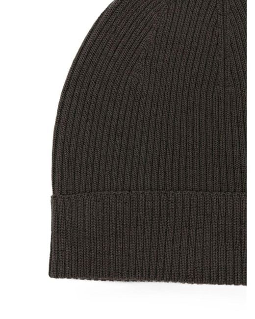 Rick Owens Black Wool Knitted Beanie