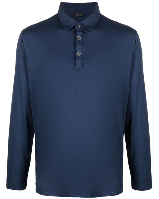 Kiton Long-sleeve Cashmere Blend Polo Shirt in Blue for Men | Lyst