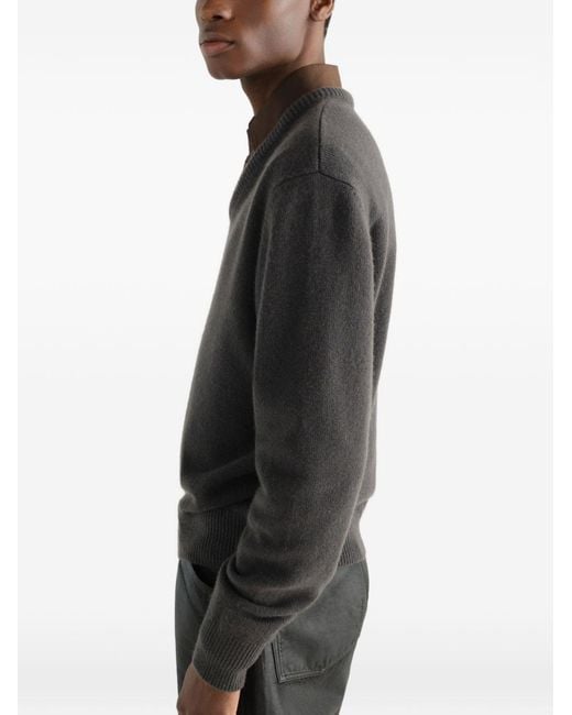 Lemaire Gray Cashmere V-Necked Sweater for men