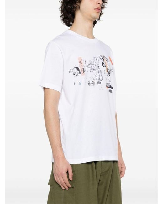 PS by Paul Smith White Cartoon-Print T-Shirt for men