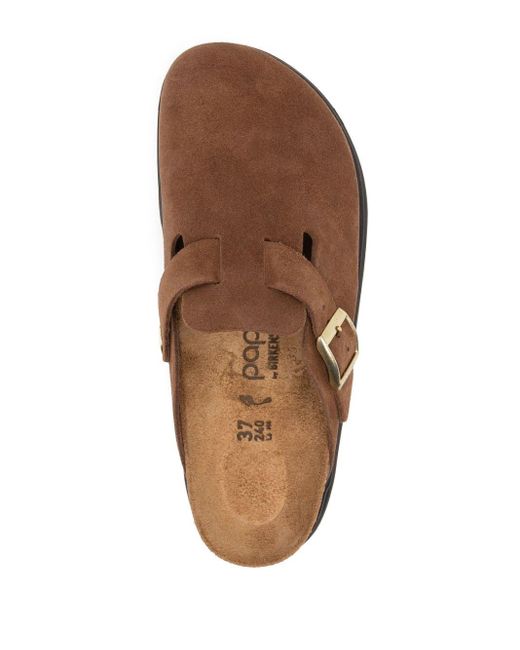 Birkenstock Brown Boston Chunky Suede Leather Slippers