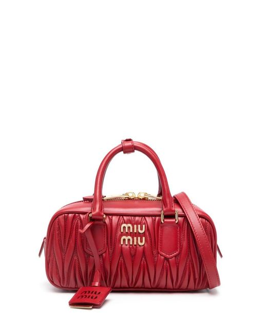 Miu Miu Red Arcadie Regular Leather Handbag