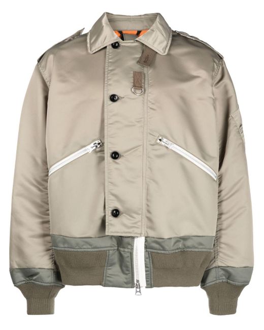 Sacai Natural Off-centre Button-fastening Bomber Jacket for men