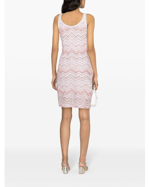Missoni Pink Zigzag Pattern Sleeveless Short Dress