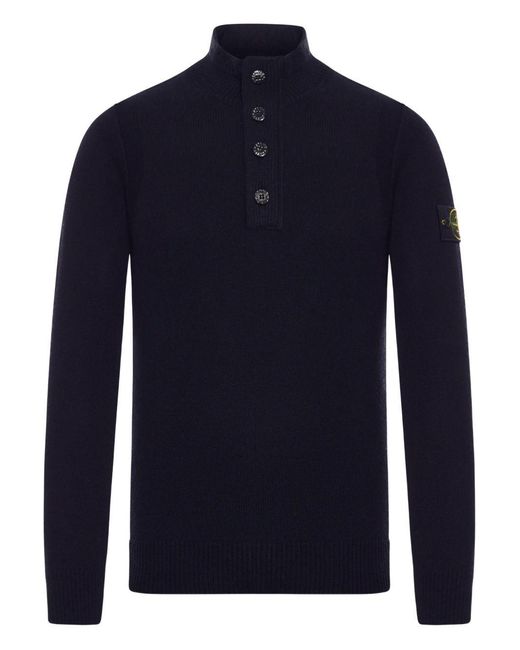 Stone Island Blue Wool Turtle-Neck Sweater for men