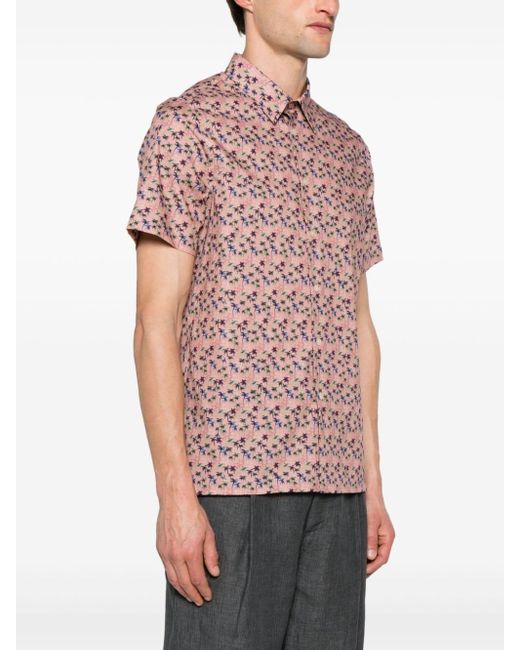 PS by Paul Smith Pink Palm Tree-print Short-sleeve Shirt for men