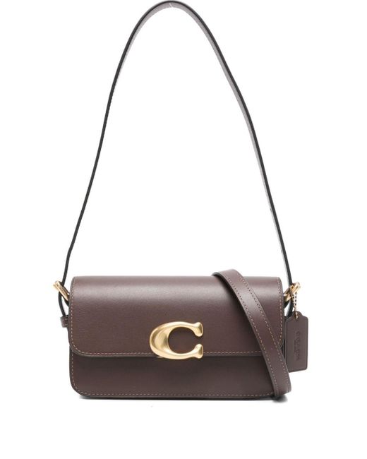 COACH Gray Zoe Leather Shoulder Bag