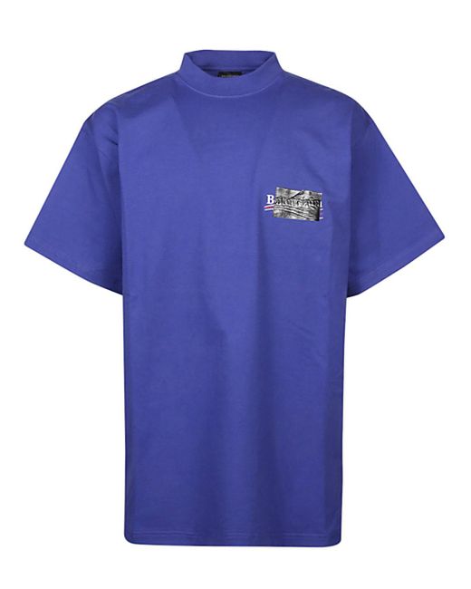Balenciaga Blue Logo T-shirt for men