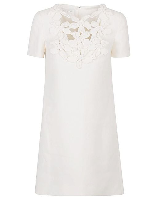 Valentino White Embroidered Silk Dress