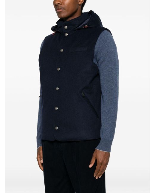 Brunello Cucinelli Blue Wool Padded Vest for men