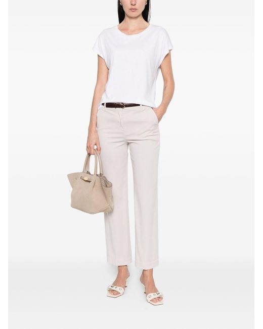 Via Masini 80 White Cotton Straight-Leg Trousers