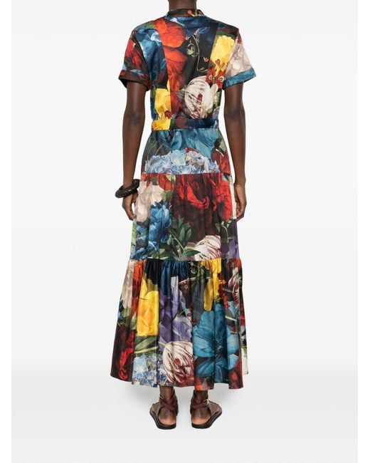 Alice + Olivia White Printed Midi Dress