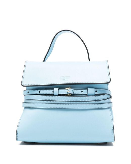 Moschino Blue Tie Me Small Leather Handbag