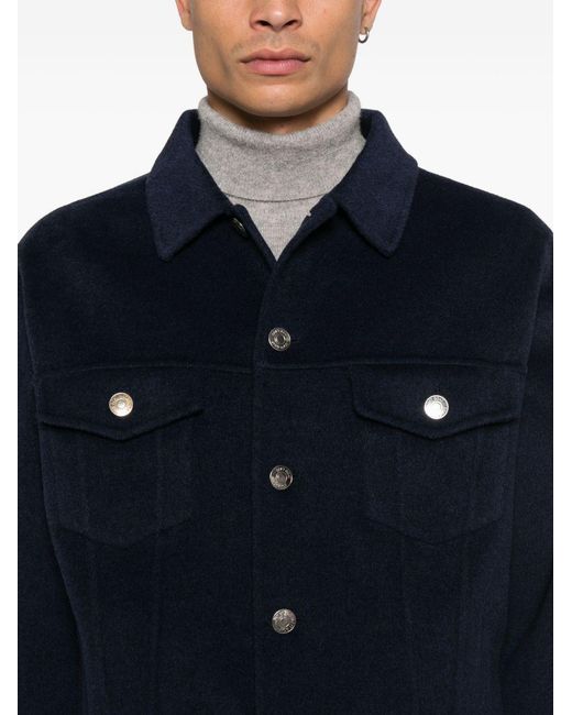 Soft Goat Blue Denim Jacket Bottoned Up for men