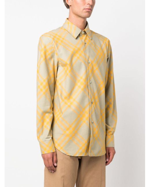 Burberry Yellow Shirt With Check Motif for men