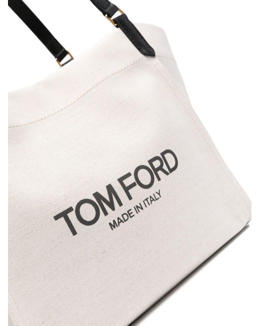 Tom Ford White Canvas And Leather Large Tote Bag