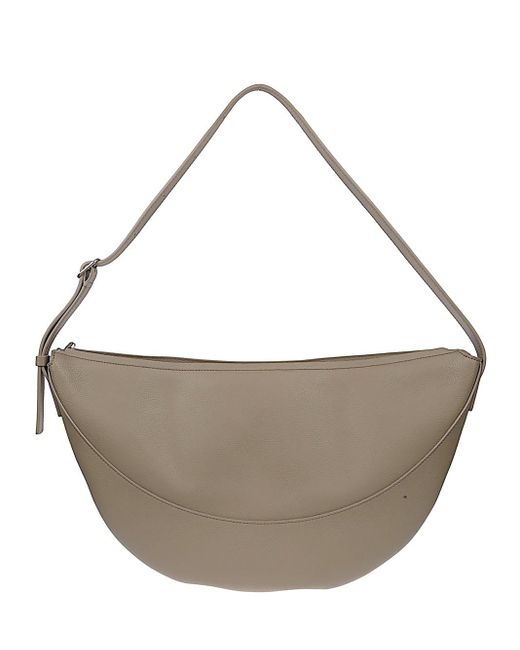 The Row Gray Jouve Leather Shoulder Bag