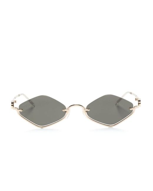 Gucci Gray Double G Geometric-frame Sunglasses