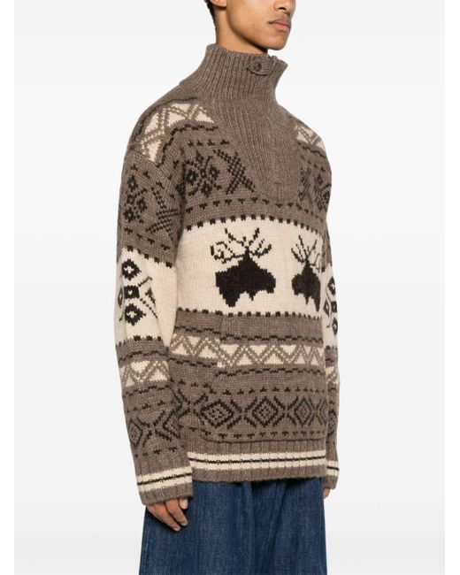 Polo Ralph Lauren Gray Moose Intarsia-knit Jumper for men