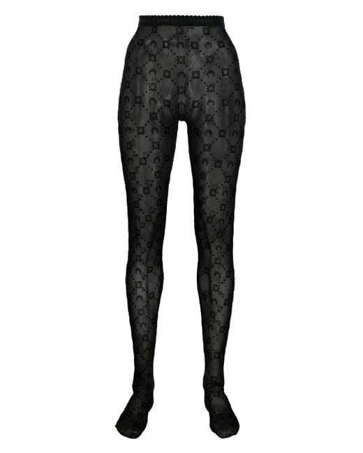 Marine Serre Synthetic Sheer Crescent-moon Tights in Black - Save 29% ...
