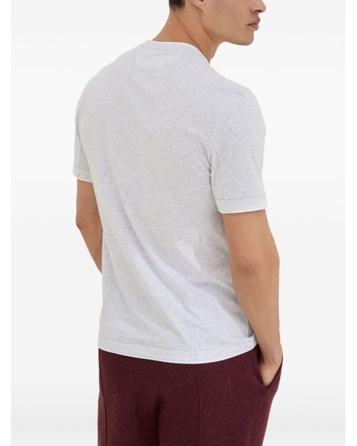 T-Shirt Con Design A Strati di Brunello Cucinelli in White da Uomo