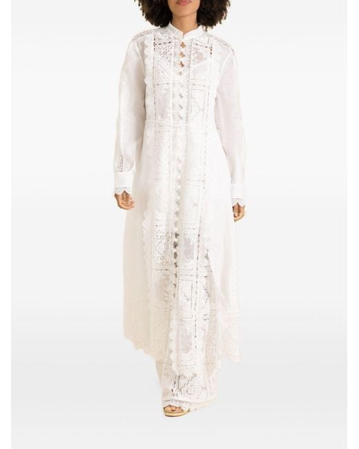 Zimmermann White Aster Embroidered Trousers