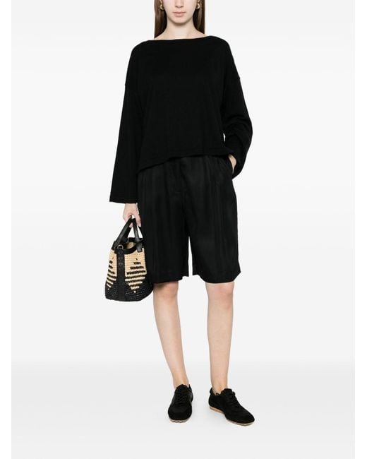 C.t. Plage Black Cotton Crewneck Sweater