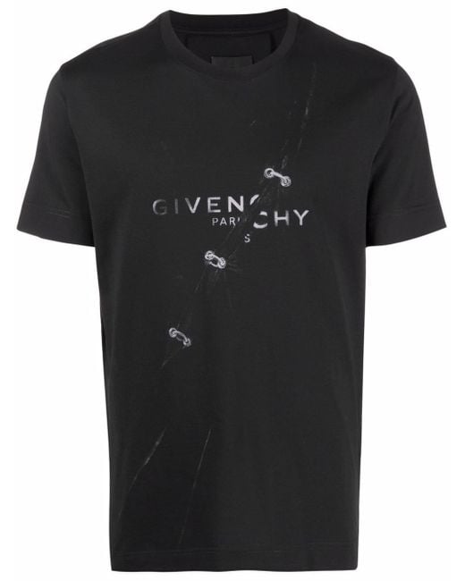 Givenchy Black Slim Fit T-shirt With Trompe-l'oeil Effect for men
