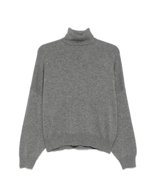 Brunello Cucinelli Gray Cashmere Turtle-Neck Sweater