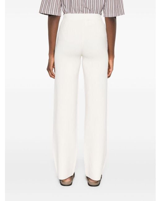 Pantaloni A Palazzo Con Vita Elasticizzata di Max Mara in White