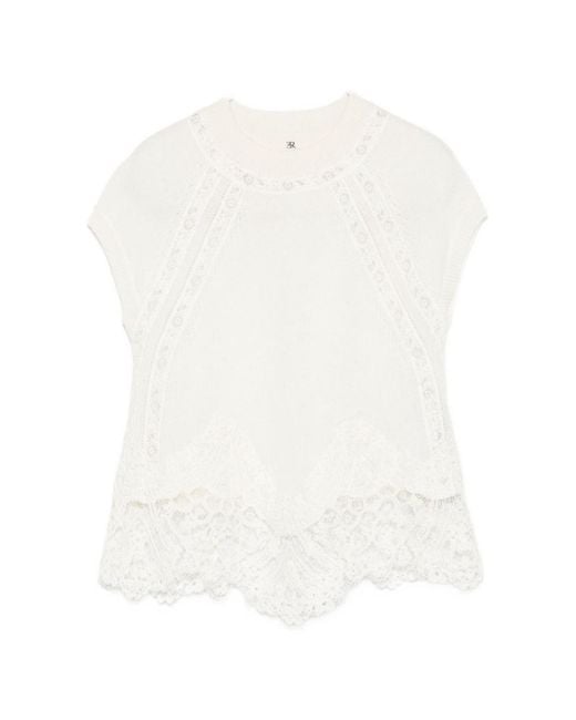 Ermanno Scervino White Cashmere Lace Top