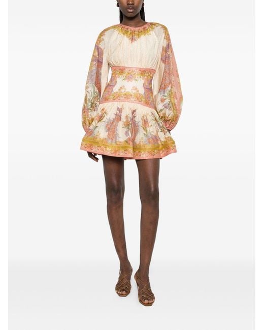 Zimmermann Natural Indra Printed Mini Dress