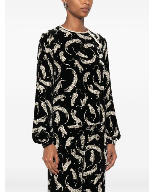 Forte_forte Black Printed Velvet Blouse
