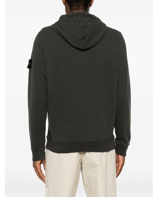 Stone Island Black Cotton Hoodie for men