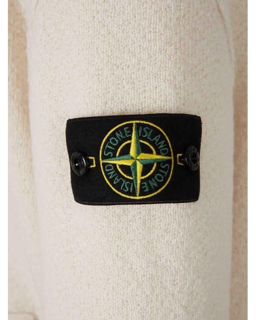 Stone Island White Wool Cardigan for men