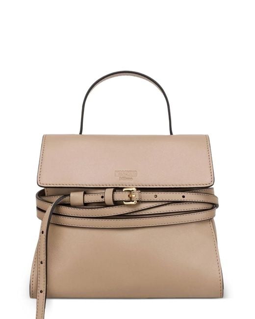 Moschino Natural Tie Me Small Leather Handbag