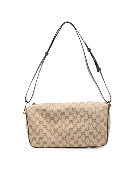 Gucci White Half Horsebit Medium Shoulder Bag