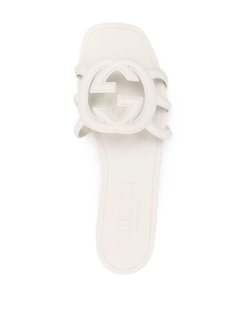 Gucci White Gg Slide Sandals