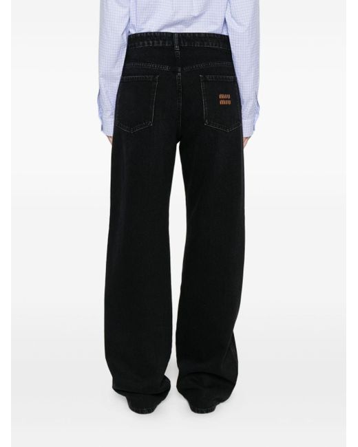 Jeans Con Design A Cinque Tasche di Miu Miu in Black