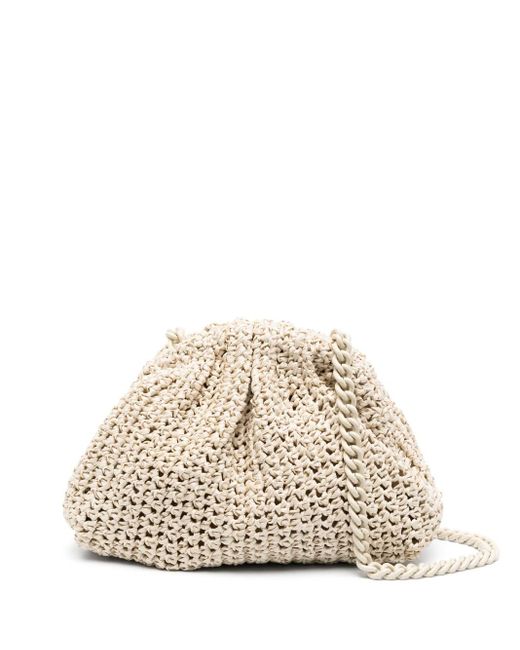 Maria La Rosa Natural Mini Game Crochet Solid Clutch Bag