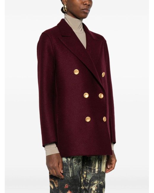 Harris Wharf London Red Wool Double-Breasted Coat