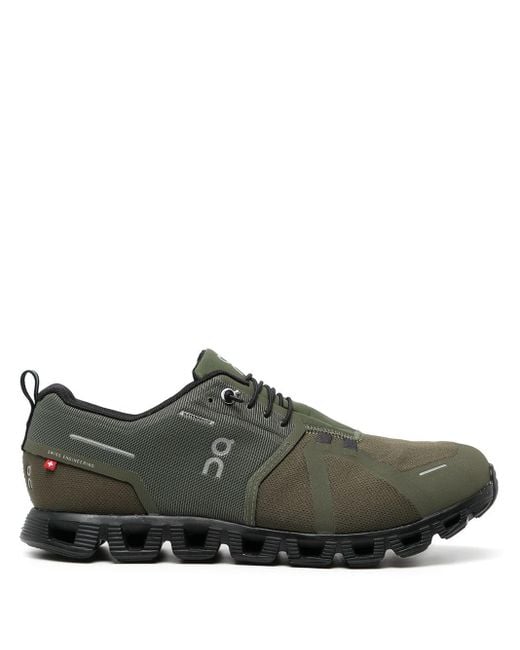 On Shoes Black Green Cloud 5 Waterproof Low Top Sneakers for men