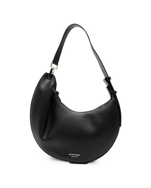Emporio Armani Black Medium Leather Hobo Bag