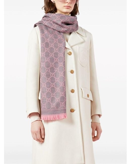 Gucci Purple Gg Wool Scarf