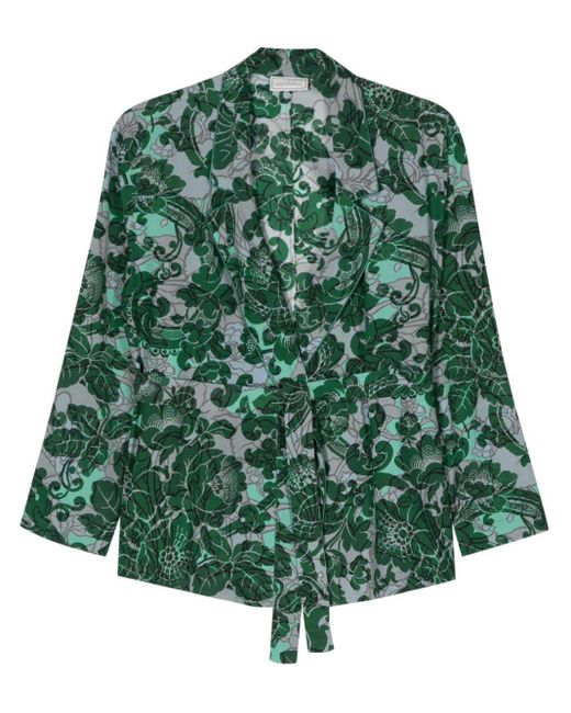 Pierre Louis Mascia Green Adanastr Floral-print Belted Blazer