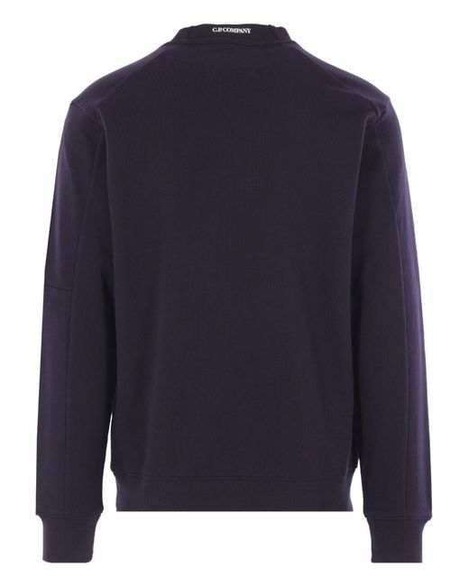C P Company Blue Crew-Neck Sweatshirt With Pockets for men